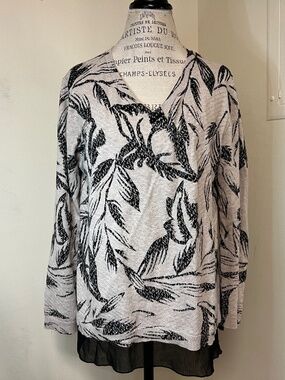 Style & Co Womens Natural Heather Combo Chiffon Layered-Look Sweater Size XL